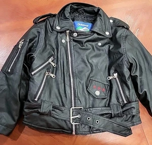 Outdoor Habitat Boys Black Leather Jacket Size 4T USA Eagle Zip Buckle - Picture 1 of 7