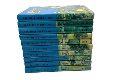 The Bible Story by Arthur S Maxwell, Volume 1-10 Complete Set 1953-57 Vintage Foto 1 de 4