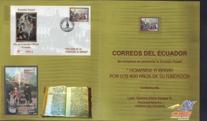 ECUADOR 2006 IBARRA ANNIV. SHEET + FDC + STAMP + FOLDER - Picture 1 of 2
