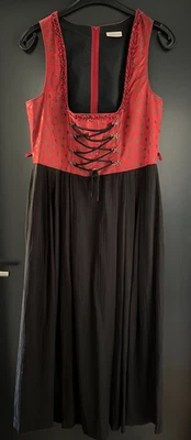 Damen Trachten Dirndl ärmellos Schwarz, Rot-Grün gemustert ca. Gr. 46 v. C&A - Bild 1 von 2