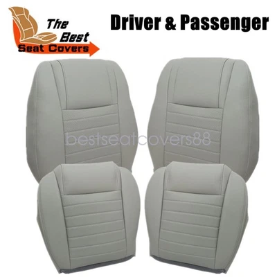 Cubierta de asiento delantera inferior y superior de cuero Perf gris para Ford Mustang GT 2005 a 2009 Foto 1 de 4
