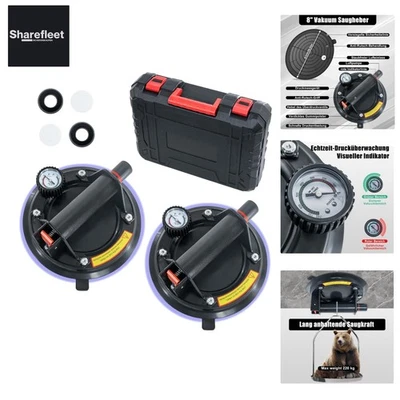 YYDENTOOL 2er Set 8" Saugheber mit Manometer, Glassauger Tragkraft Max. 220KG... - Bild 1 von 4