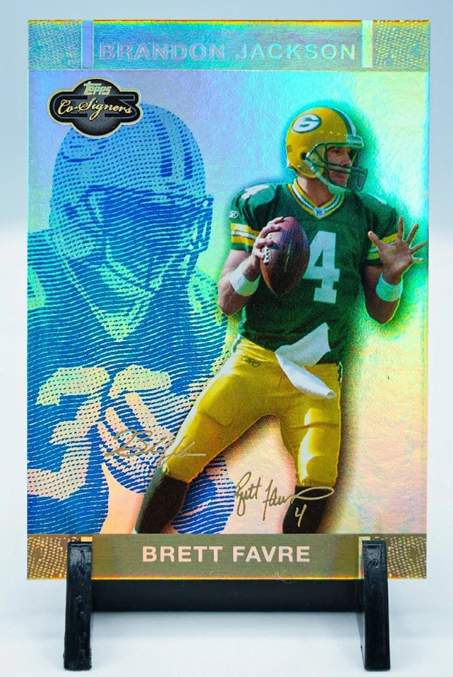 2007 Topps Gold 07/25 Brett Favre Brandon Jackson #2 Co-signers Holo RARE GOLD - Image 1 of 4