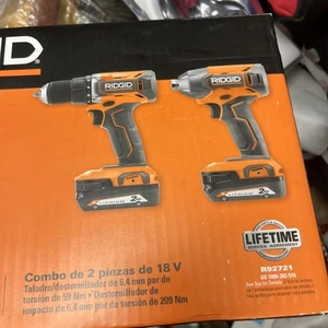 Ridgid R92721 18 V 2-Werkzeug Combo-Kit-Bohrschrauber & Schlagschrauber FEHLENDER AKKU - Bild 1 von 6
