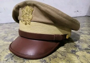 WW2 USAAF US ARMY OFFICERS UNIFORM VISOR HAT CRUSHER STYLE CAP all size - Picture 1 of 4