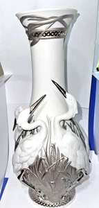 LLADRO "Herons' Realm" ReDeco Vase, Matte Finish w/Silver Accents 01007053-Spain - Picture 1 of 11