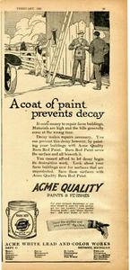 1921 Print Ad of ACME White Lead & Color Works Barn Red Paint - Picture 1 of 2