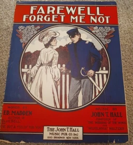 Antik 1905 Farewell Forget Me Not Large Format Noten, Militaria Thema - Bild 1 von 7
