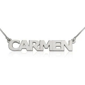 Blockgroßbuchstaben Namensschild Sterlingsilber Name Halskette Geschenk-oHalskette® - Bild 1 von 6