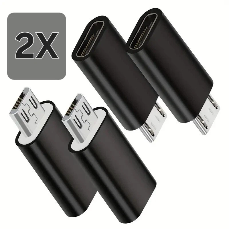 2X micro usb zu usb c Adapter Konverter Anschluss für Android Smartphone Laden - Bild 1 von 3