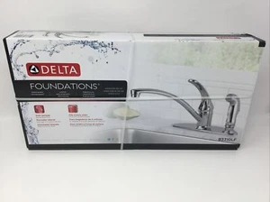 Delta B3310LF Foundations Single Handle Kitchen Faucet w/ Side Sprayer - CHROME - Picture 1 of 7