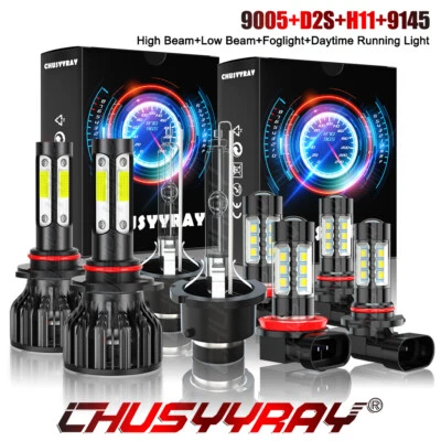 Fit Acura RL 2005-2012 -8PCS Front LED / HID Headlights Daytime Fog Light Bulbs - Image 1 of 4