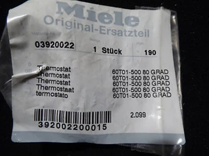 Original Miele Thermostat 60T01-500 80 GRAD Mnr. 3920022 3920021 1942710 - Bild 1 von 3
