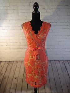 Neu mit Etikett korallefarbenes Etuikleid mit Spitzenüberzug nude LOVE X DESIGN/NORDSTROM – GRÖSSE SMALL - Bild 1 von 13