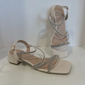 Strass klobiger Absatz Sandalen Schnalle Akzent - Bild 1 von 3