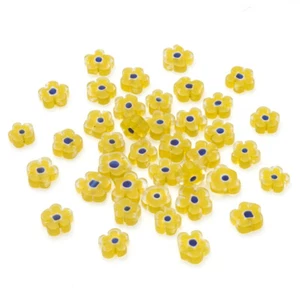 35 piezas/Strand Millefiori Cuentas de vidrio Flor Amarillo 10 ~ 12 mm Espaciador de cuentas sueltas - Imagen 1 de 6