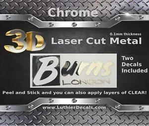 Burns Gitarre Aufkleber 3D Metall Kopfplatte Restauration Sticker Logo M68B - Bild 1 von 17