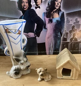 VINTAGE DOG House W FIGURINE MINATURES LOT OF MADE IN JAPAN PORCELAIN CERAMIC - Picture 1 of 3