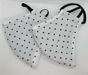 2 Pack- Black Polka Dot on White Handmade Face Masks - Picture 1 of 3
