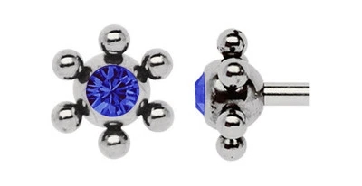 Titan Piercing Lingua Vite Chiusura per 1,6mm Atomo con Pietra E Corona di Sfere - Immagine 1 di 2