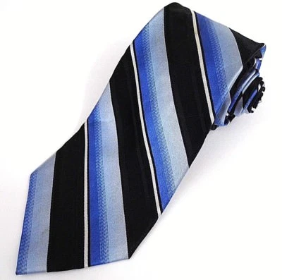 Croft & Barrow Mens Designer Neck Tie Silk Striped Blue Black L-60 W-3 1/2 NWOT - Image 1 of 4