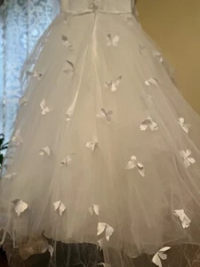 Long White Lace Flower Girl Tulle Wedding princess Dress with train - Picture 1 of 6