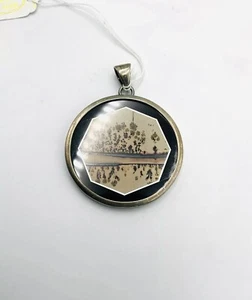 14k Gold Plated 925 Sterling Silver Pendant With Glass And Picture J3 - Picture 1 of 7