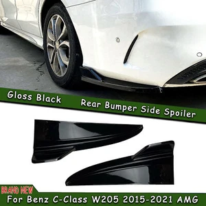 Gloss Black Rear Bumper Side Splitter For Benz C-Class W205 2015-2021 AMG - Picture 1 of 10
