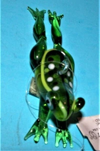 Department 56 glass frog ornament NEW, year-round, green w spotted back - Picture 1 of 5