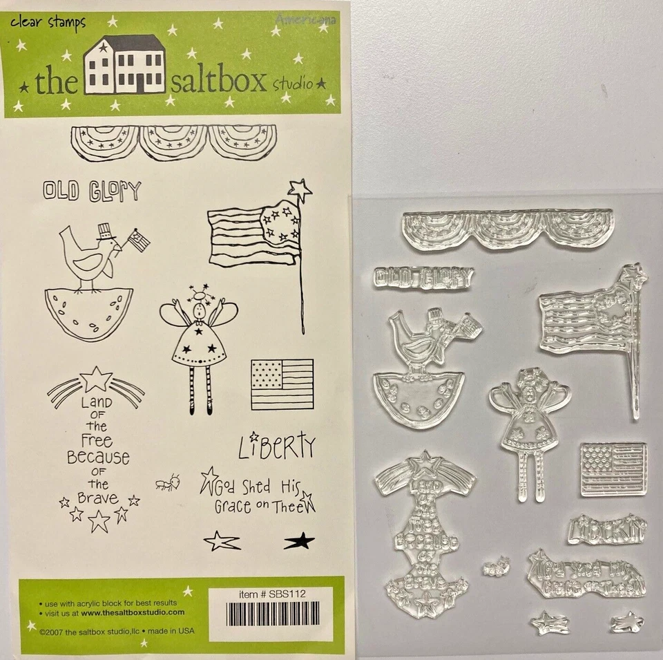 NEW  Americana Stamp Set 4th of July flag summer military patriotic stars banner — 第 1/1 张图片