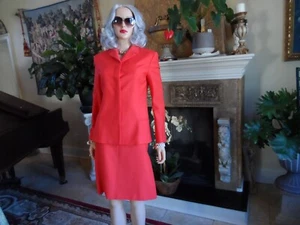 Istante Vesace Red Wool Skirt-Jacket Suit Size IT 40- US 4 - Picture 1 of 24