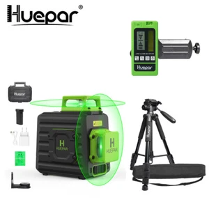 Huepar Grünes 2x360° kreuzlinienlaser selbstnivellierend+Laserdetektor+Stativ - Bild 1 von 14