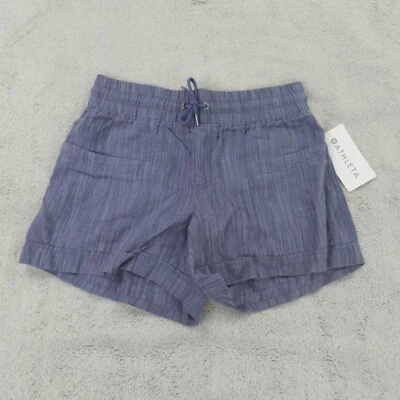 Pantalones cortos de lino Athleta Cabo para mujer 6 azules texturizados 4 pulgadas Foto 1 de 4