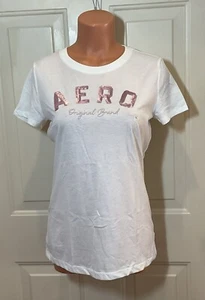 AEROPOSTALE, Talla Lg, Marfil, Clásico Crew, Camiseta con Lentejuelas. (Orig. 26,95). NUEVO - Imagen 1 de 12