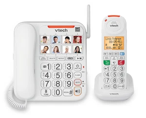 VTech SN5147 Amplified Corded/Cordless Senior Phone with Answering Machine - Zdjęcie 1 z 3