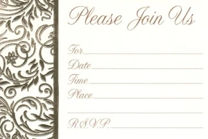Ivory & Gold Please Join Us Party Invitations By American Greetings - Set of 10 - Picture 1 of 2