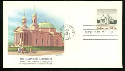 THE BALTIMORE CATHEDRAL 1979 ARCHITECTURE FLEETWOOD CACHET FDC VF UNADDRESSED - Image 1 of 2