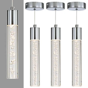 3 Pack Modern LED Pendant Light, Chrome Bubble Hanging Ceiling Lamp Fixture, ... - Picture 1 of 8