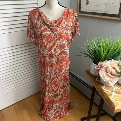 COLDWATER CREEK Dress Womens XXL Silk Orange Floral Maxi Chiffon Fairy Boho Chic - Image 1 of 4