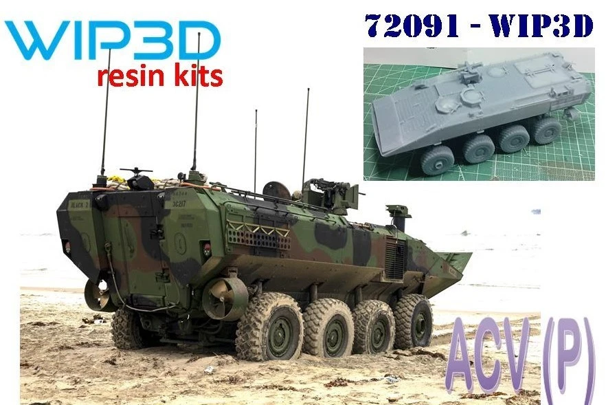 U.S Marines Corps  AMPHIBIOUS COMBAT VEHICLE ACV(P) 72091Resin Kit 1/72  WIP3D - Immagine 1 di 1