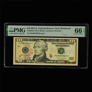 2017A Federal Reserve Note Richmond 10 Dollars Fr#2045-E PMG 66 EPQ Gem UNC - Picture 1 of 4