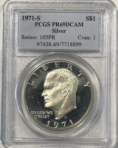 PCGS PR 69 Deep Cam 1971-S Silver Ike, Free Shipping - Picture 1 of 3
