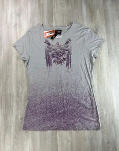 Harley Davidson Damen Bedazzled Logo Tee Lila Größe 2X Large Strass Neu - Bild 1 von 6