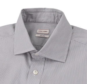Luciano Barbera Dress Shirt Mens Large Gray Stripe Made In Italy Button Cotton - Picture 1 of 13