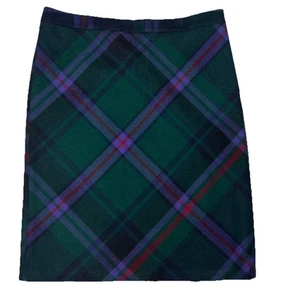 Gonna donna Eddie Bauer misto lana completamente foderata a quadri taglia 12 verde chiusura zip - Foto 1 di 6