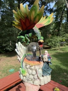 Vintage Circa 1990s Merlin Wizard Dragon Fiber Optic Plasma Ball Lamp Statue - Bild 1 von 9