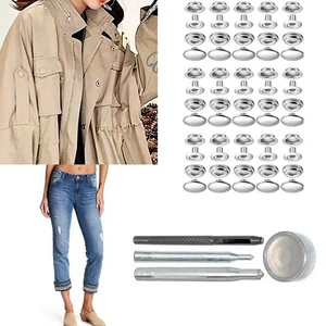 Garment Metal Snap Fastener Button Leathercraft Silver Stainless Steel - Picture 1 of 12