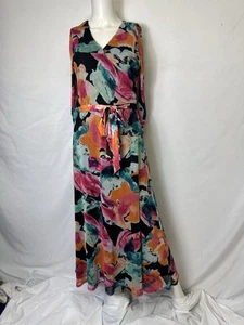 HARLOW & ROSE SIZE MEDIUM MULTICOLORED LONG DRESS W BELT - Picture 1 of 6