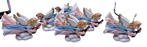 Vintage Angel Christmas Ornaments Set Lot Homco 6 Pcs Porcelain Pink Blue Harp - Picture 1 of 14