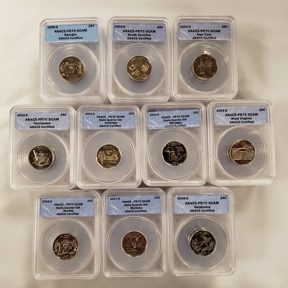 1999-2008-S 25c State Quarter Proof Set Complete - ANACS PR 70 Delaware - Q2044 - Image 1 of 4